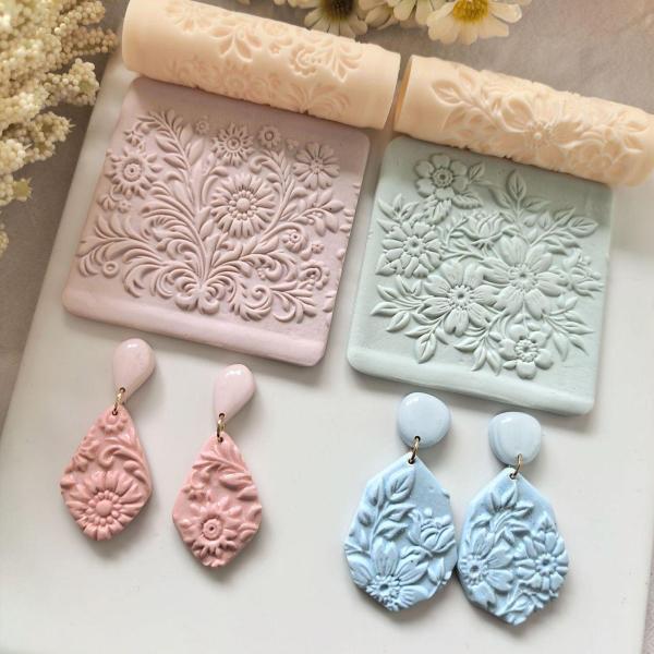 フラワークレイテクスチャローラーハンドメイドDIYイヤリングジュエリー作成ツールスタイルD