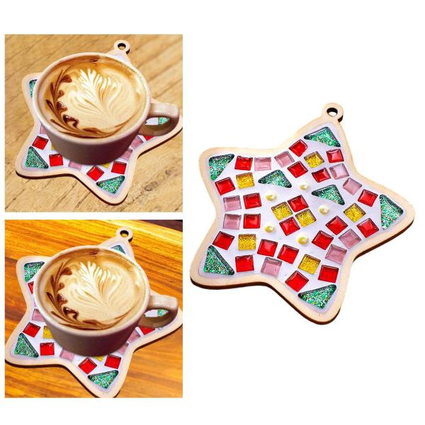 モザイクタイルコースタークラフトキット モザイククラフト ホリデーギフト 木製コースタースター付き