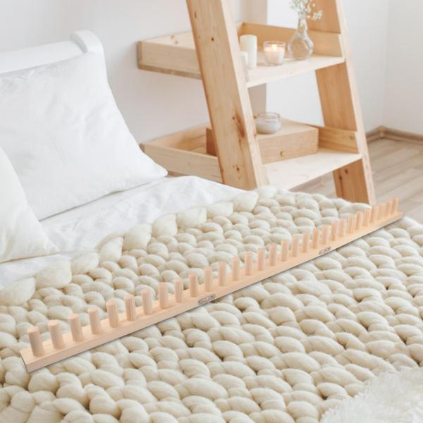 チャンキーヤーンブランケット織機、手編みの丈夫な組み立て簡単織り織機ホームデコレーションDIYブランケットフレーム調節可能なヤーンクラフト