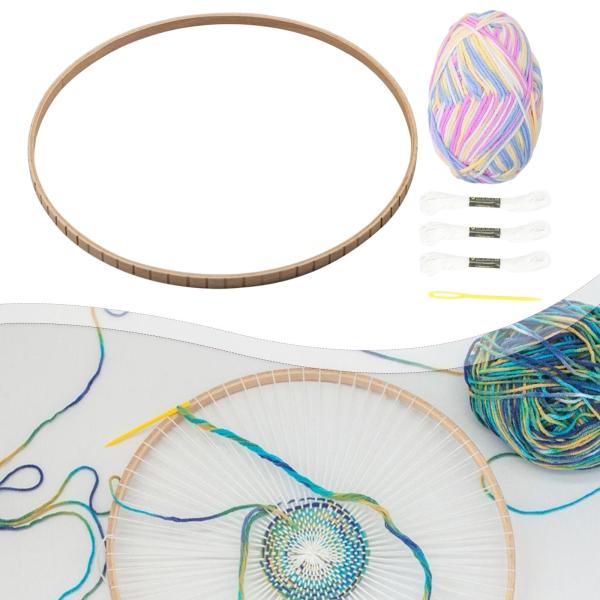 織り機キット 親子の絆を深めるコースター作り 手動編み機 パープルホワイト 木 編み織機 DIY手編み 円形織り機