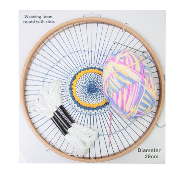 織り機キット 親子の絆を深めるコースター作り 手動編み機 パープルホワイト 木 編み織機 DIY手編み 円形織り機