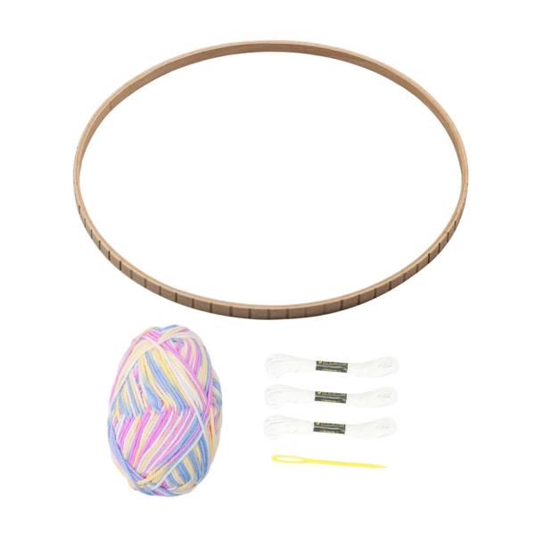 織り機キット 親子の絆を深めるコースター作り 手動編み機 パープルホワイト 木 編み織機 DIY手編み 円形織り機