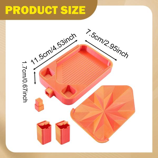 ダイヤモンドアートトレイ（蓋付き）クロスステッチワークショップ用多目的ビーズオーガナイザー（ゴールド＆レッド）
