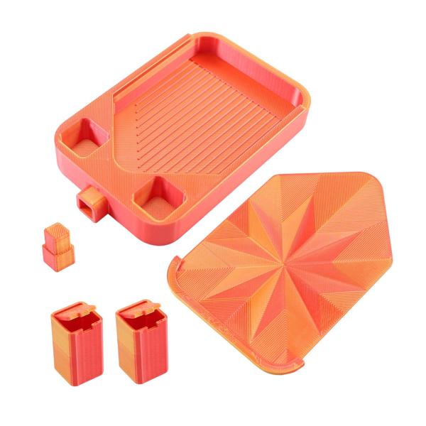 ダイヤモンドアートトレイ（蓋付き）クロスステッチワークショップ用多目的ビーズオーガナイザー（ゴールド＆レッド）