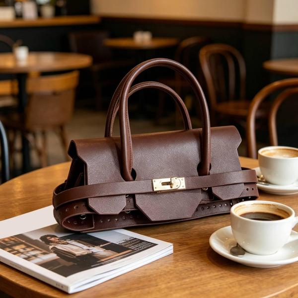 PUレザーハンドバッグ製作キット DIY編み物セット デート 旅行 イブニング コーヒー