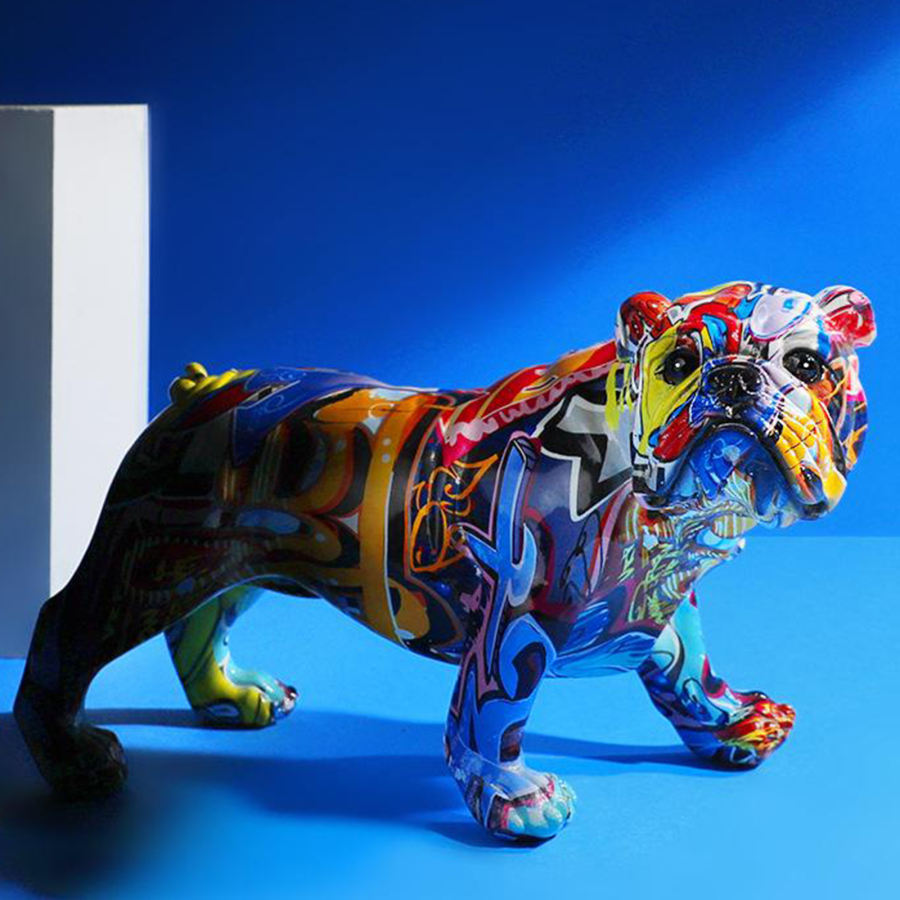 カラフルな犬の置物樹脂クラフト動物犬像彫刻家の装飾のため｜stk-shop｜03