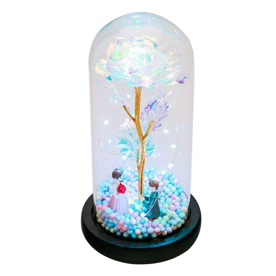 銀河ローズフラワーランプled妖精ライトカラフル金箔バラ木製ベース家の装飾のギフト休日｜stk-shop｜02