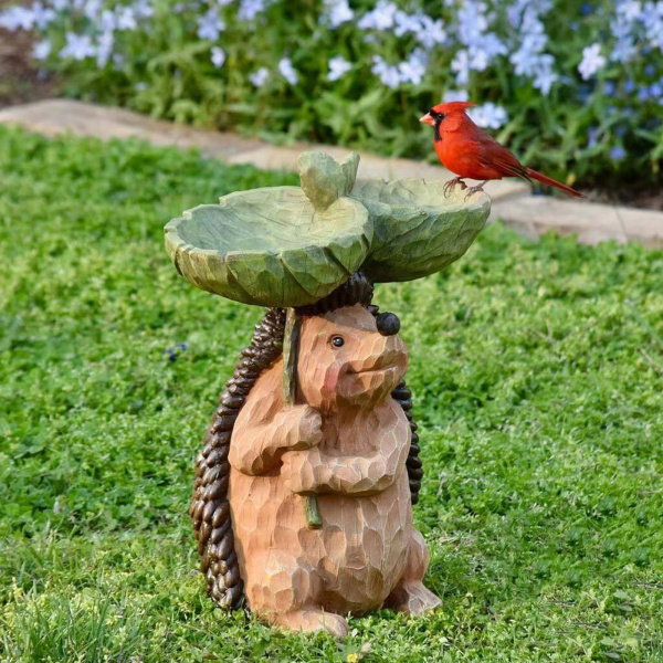 芝生の庭のバードバスの像アンティークの庭の噴水庭の装飾バードフィーダー動物の工芸品｜stk-shop｜03