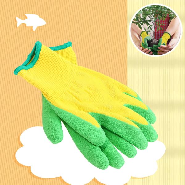 キッズガーデニンググローブDIYペインティンググローブ2〜8歳向けのゴムコーティングされた手のひらの手の保護B