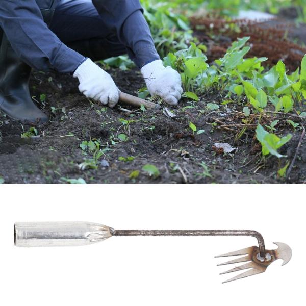草抜き 除草機 手動除草機 鉄製 くわ 雑草抜き 片手鍬 草削鍬 菜園鍬 手動草抜き 4本鍬レーキ ガーデン 農機具 草抜き器具 除草工具 ガーデニング耕運機 30CM
