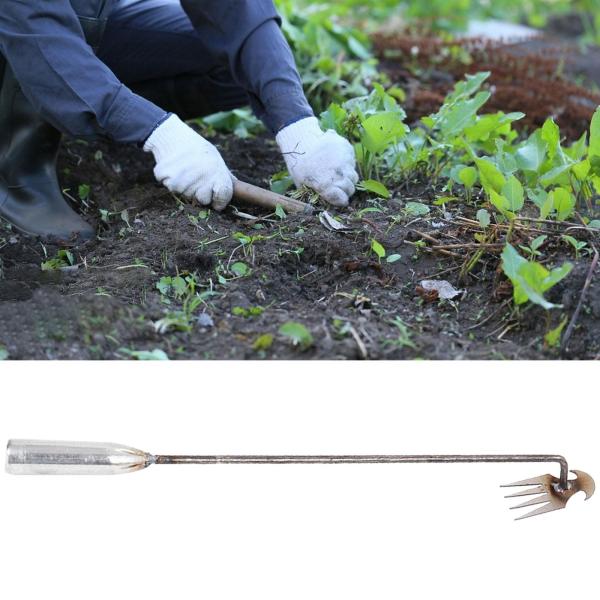 草抜き 除草機 手動除草機 鉄製 くわ 雑草抜き 片手鍬 草削鍬 手動草抜き 4本鍬レーキ ガーデン 農機具 草抜き器具 除草工具 ガーデニング耕運機 除草用鍬 50CM