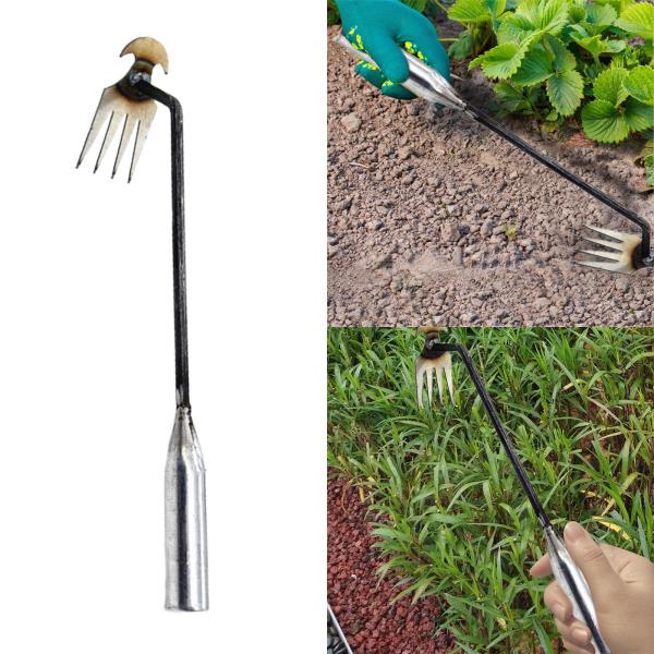 園芸用除草工具草取り工具四歯鉄柄 27cm 草取り 道具 根こそぎ 草取り器 便利 草抜き くわ 芝生 庭 雑草抜き 道具 雑草取り器具 片手鍬 菜園鍬 草削鍬 園芸用