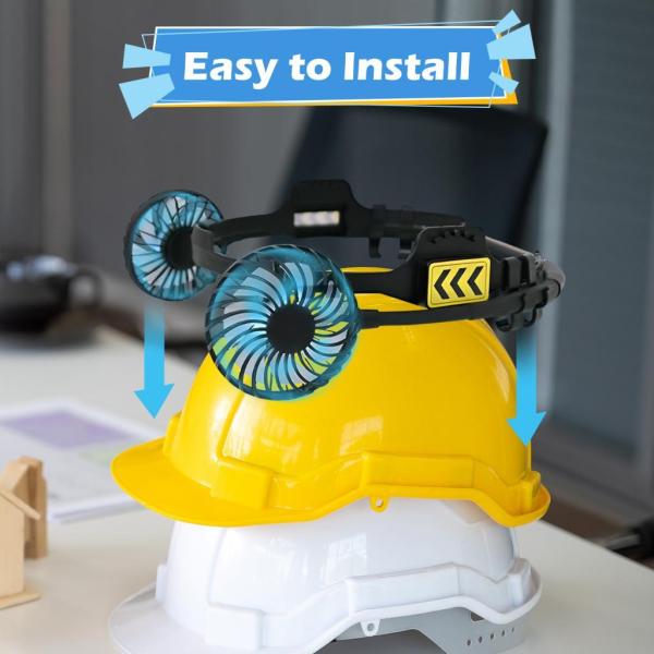 ヘルメットファン ユニバーサルアダプター 多目的強風 外部ファンの取り付けが簡単 夜間照明付き冷却 安全ヘルメット用ポータブルファン