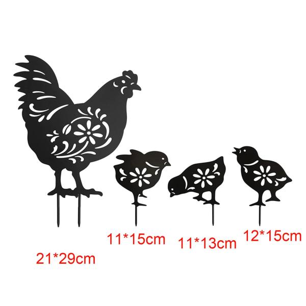 雄鶏鶏動物ステーク 4 個 チキンガーデンステーク イースター装飾 耐候性装飾置物 鶏の彫刻 パティオ屋外農場用