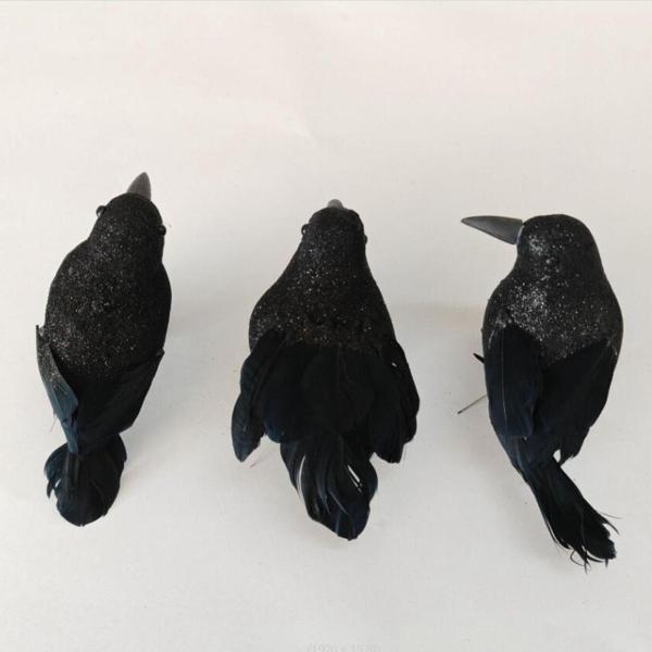 人工フェイクブラックカラス 羽付きカラス装飾 バルコニー庭芝生用 スタイルB