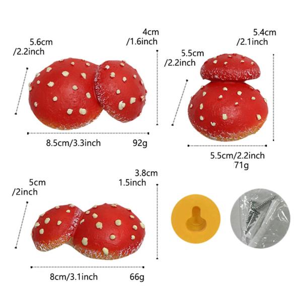 3x ガーデンキノコペンダント模擬赤いキノコ樹脂工芸品中庭の庭の風景装飾マイクロ風景ペンダント