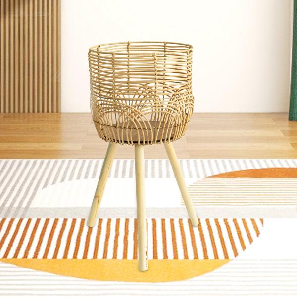 植物バスケット スタンド付き 装飾植木鉢 オフィス 寝室 リビングルーム用 L