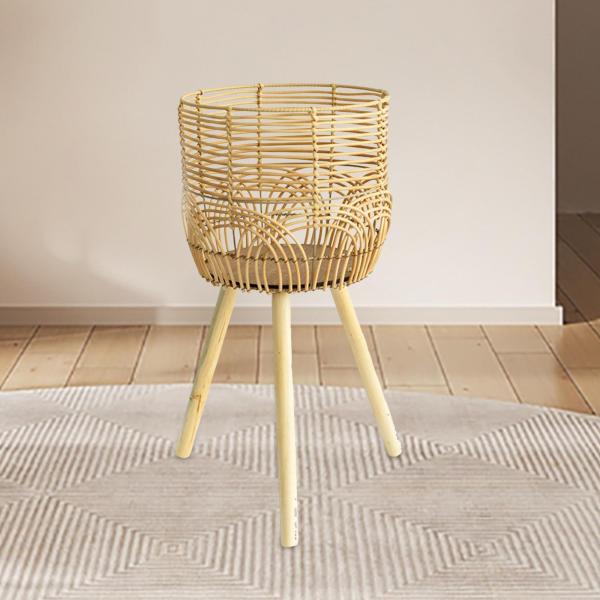 植物バスケット スタンド付き 装飾植木鉢 オフィス 寝室 リビングルーム用 L