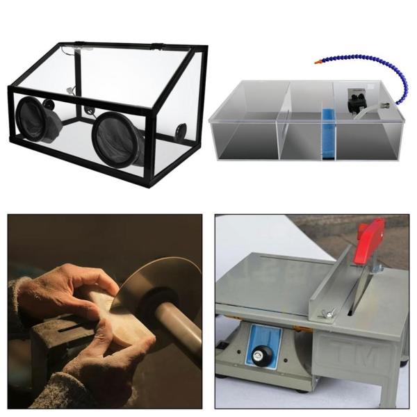 ダストケージ、研削テーブルポリッシャーバフダストカバー、高性能、密閉型アクリルダストボックスカバー、研削盤用