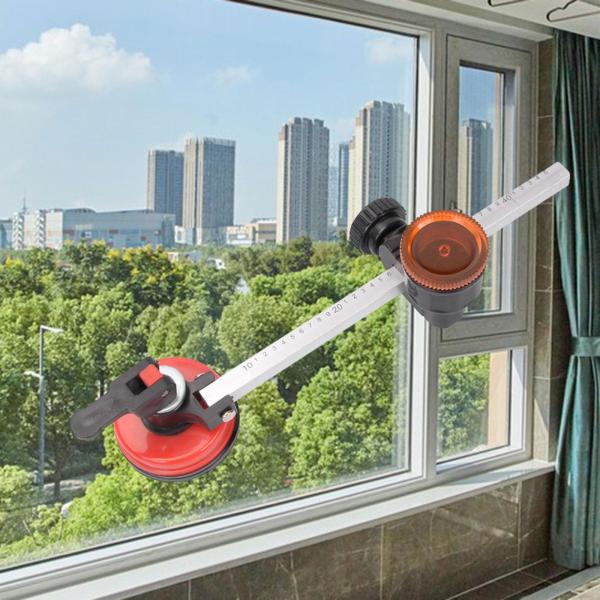 ガラス切断ツール ハンドル付き頑丈ミラー 家庭用円形ガラスカッター レッド