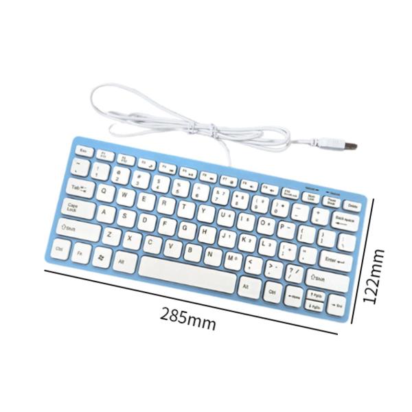 USB 有線キーボード 小型 快適 タイピング オフィス 自宅 デスクトップ コンピューター用 ブルー