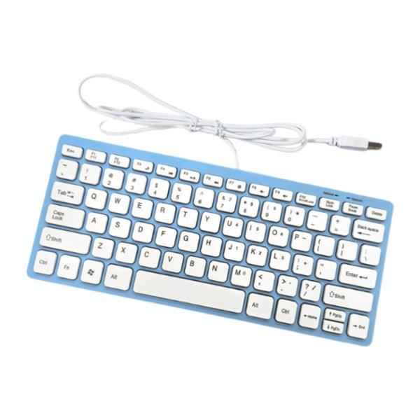 USB 有線キーボード 小型 快適 タイピング オフィス 自宅 デスクトップ コンピューター用 ブルー