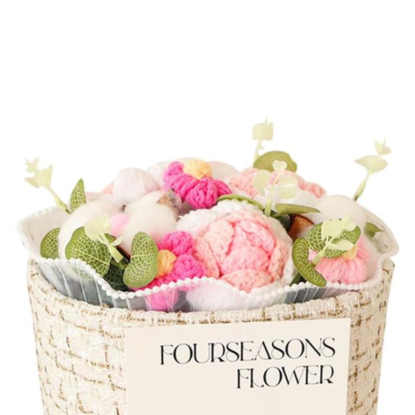 かぎ針編みの花束 造花 誕生日 教師の日 結婚式 ピンク