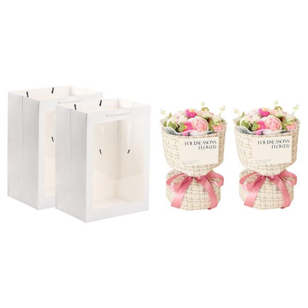 かぎ針編みの花束 造花 誕生日 教師の日 結婚式 ピンク