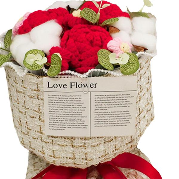 かぎ針編みの花束 造花 誕生日 教師の日 結婚式 赤