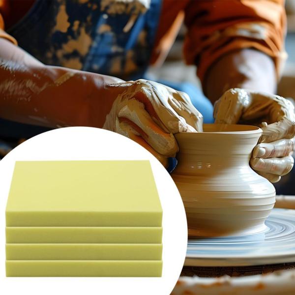 陶器用フォームパッド 粘土用フォームパッド、陶器用クラフトスポンジ、イエロー粘土クラフト作成、釉薬プレス、陶器クラフトツール