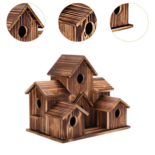 木製の鳥の家、ハチドリの巣、吊り下げ式の鳥小屋、鳥の巣、庭の屋外用の鳥かご吊り下げ式鳥の餌箱