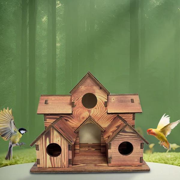 木製鳥小屋ハチドリの巣庭中庭シェルター巣箱屋外インコオウムラブバードケージ用吊り下げ小屋