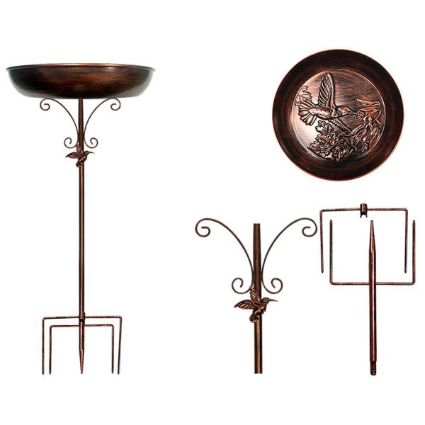 バードバス フィーダーボウル バードフィーダー 丈夫な金属製 プロングベース ヴィンテージデザイン バードバス 屋外手すり 庭 ポーチ 庭用