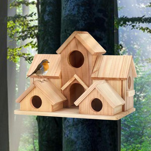 ハチドリの巣、ウッドバードハウスネストの装飾吊り下げられた小屋の巣箱のための吊り下げ庭の巣箱オウムガーデンブルージェイズ