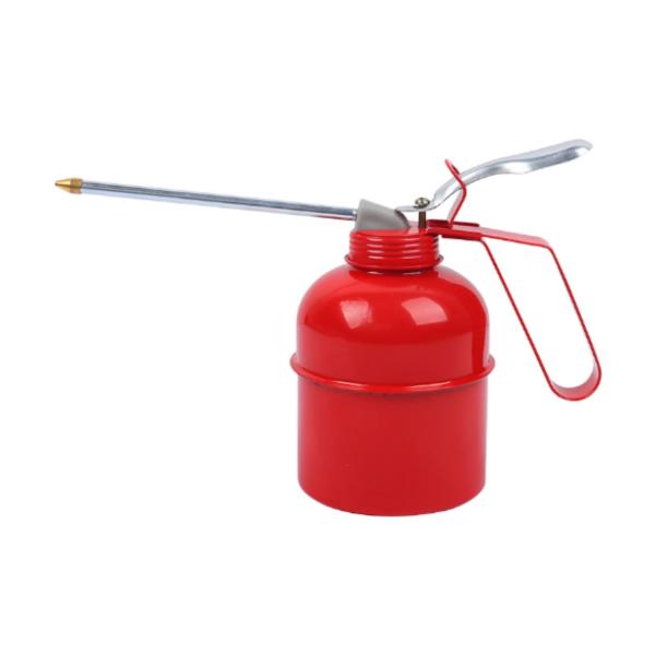 ハンドポンプ式オイラー缶 ロングスパウト オイルスプレー缶 自動車 家庭メンテナンス用 500ml レッドメタル缶