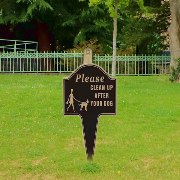 犬の散歩のサイン ガーデンステーク 簡単設置 庭用 犬の散歩サイン 公園 屋外 芝生用 アルミプレート