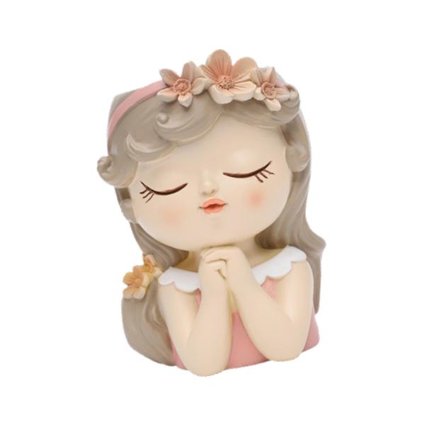 フェイスプランターポット ホームデコレーション 花瓶 彫像 手工芸品 漫画植木鉢 8x7x11cm ピンク ブラウン