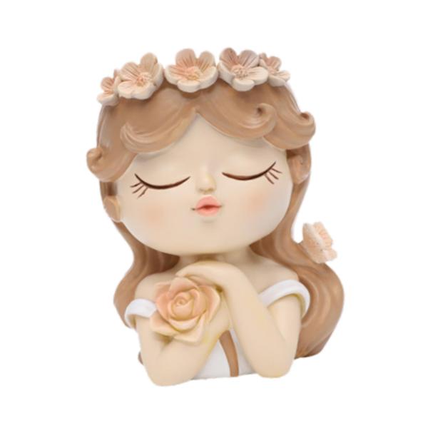 フェイスプランターポット ホームデコレーション 花瓶 彫像 手工芸品 漫画植木鉢 8x7x11cm ホワイト ブラウン