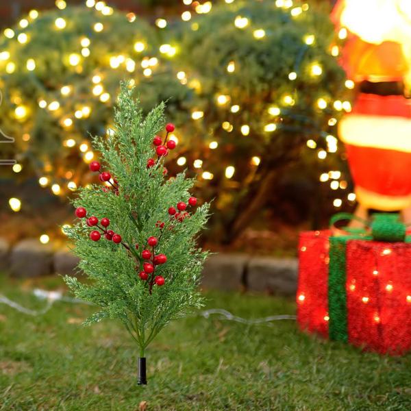 人工松とヒノキの木 レッドベリー付き グラウンド付き クリスマスツリー クリスマスデコレーション 廊下、裏庭、ギフトパスウェイ用