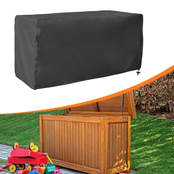 デッキボックスカバー 長方形 屋外 防水 パティオチェア ファイヤーピットテーブル用 L ブラック
