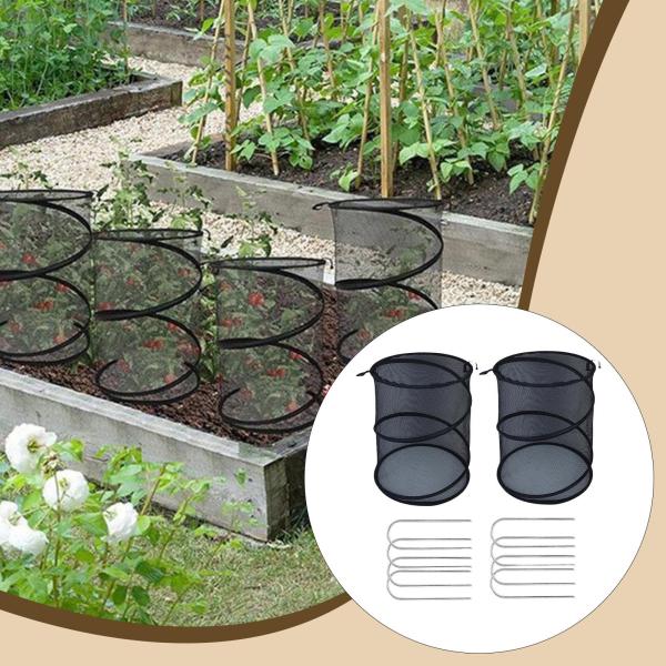 ポップアップ式折りたたみ植物カバーテントメッシュネット（パティオ、鉢植え、裏庭用）2個セット