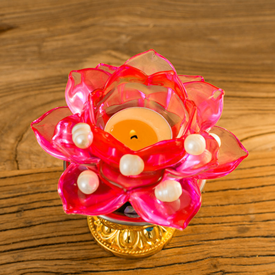 クリスタルキャンドルホルダー ガラス置物 部屋 装飾品 蓮の花 風水
