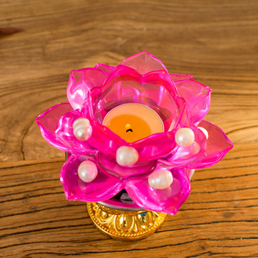 クリスタルキャンドルホルダー ガラス置物 部屋 装飾品 蓮の花 風水