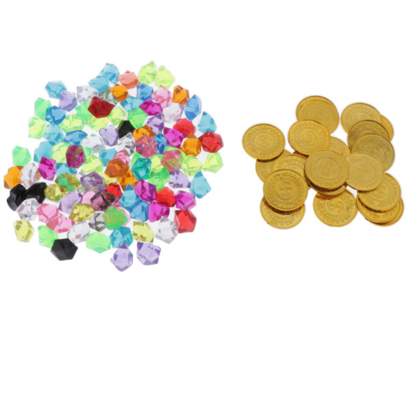 海賊 アイテム ゴールドコイン 金貨 硬貨 宝石 パーティーゲーム おままごと おもちゃ アクリル製 全4種｜stk-shop｜02