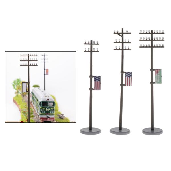 3個/個1:42Oスケールプラスチック電柱にある電車通りランドスケープジオラマ