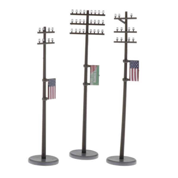 3個/個1:42Oスケールプラスチック電柱にある電車通りランドスケープジオラマ