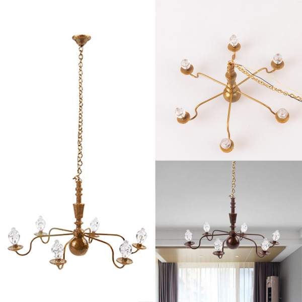 1/87 hoクリスタル天井ペンダント照明器具6灯シャンデリア天井ランプ