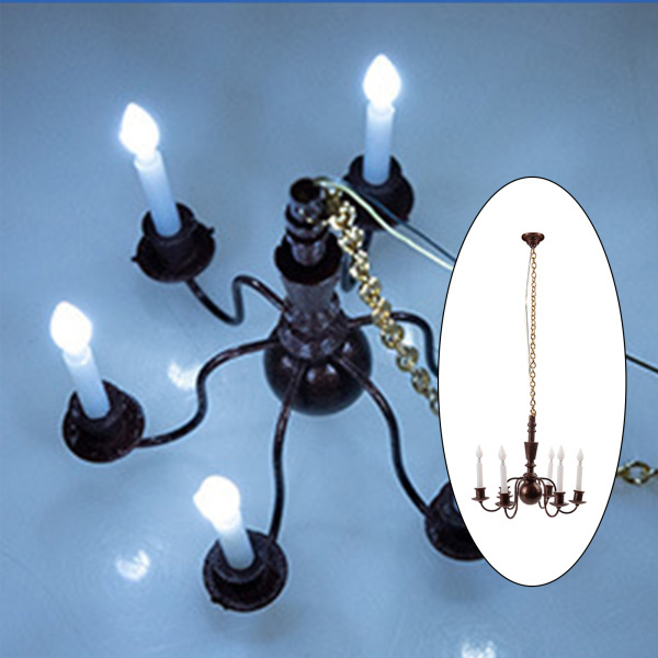 ヨーロッパスタイルモダンクラシック農家天井照明器具6ライトシャンデリアのための1:87 hoスケールdiy妖精ガーデンアーキテクチャモデルお｜stk-shop｜05