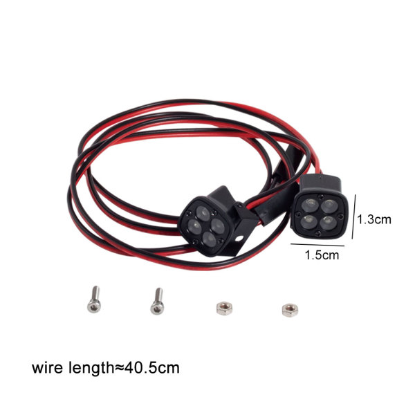 RCカーLEDライトスクエアシミュレーションブラック2xアクセサリーに代わる現実的なフォグライト作業灯Axial Scx10 90046  