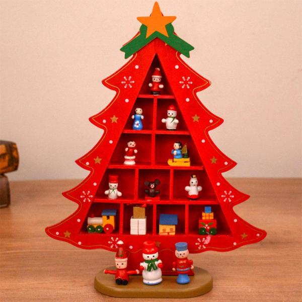 暖炉の子供のためのコンパートメント3Dウッドとクリスマスツリーの装飾キッズビッググリッドレッド